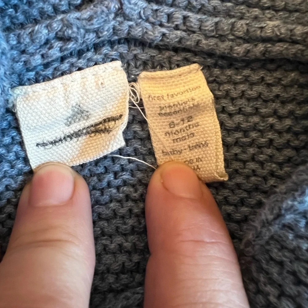 Baby Gap Knit Button Down Sweater w/ Hood & Accent Ears Toddler Size 6-12 Month